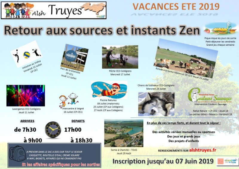 affiche retour aux sources et instant zen à l'alsh de Truyes été 2019